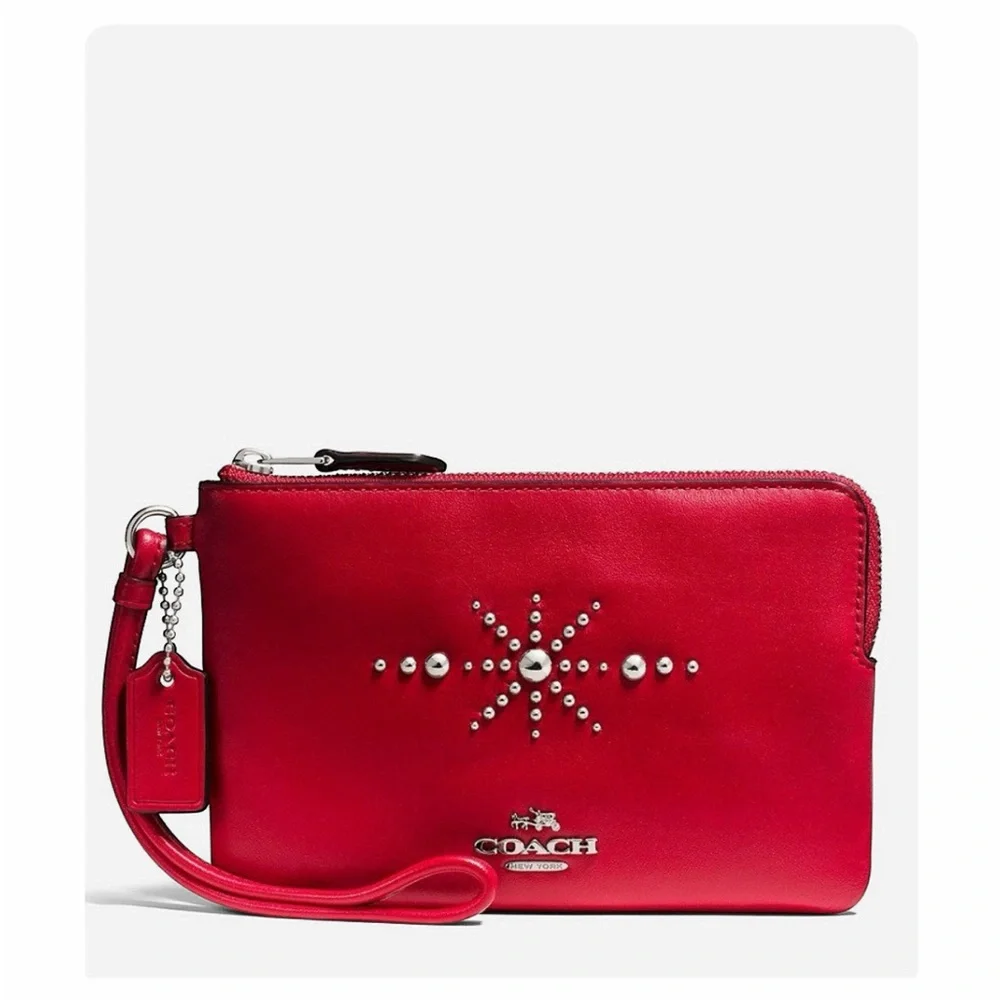 β
Coach RARE Western Rivets Wristlet - Red/Silver β
- Picture 1 of 16
